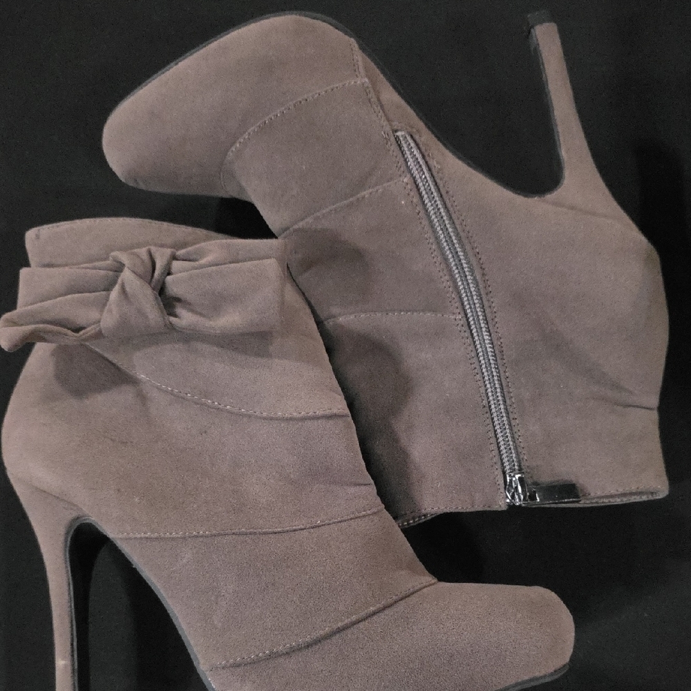 Charming Charlie Taupe Heeled Boots